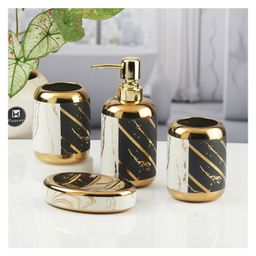 KOOKEE Ceramic Bathroom Accessories Set of 4 with Soap Dispenser (11438)-image-21