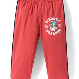 Tango Single Jersey Knit Full Length Track Pants with Dino Print - Red-image-10