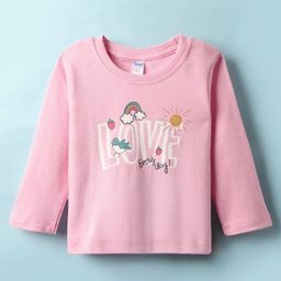 Tango Interlock Knit Full Sleeves T-Shirt with Love Text Print - Pink-image-96