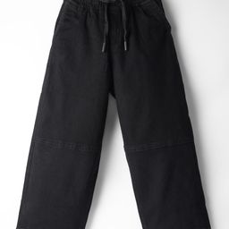 Olio Kids Denim Woven Full Length Solid Color Wide Legged Jeans - Black-picture-49