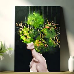 Myntra Elegant Homes Black & Green Botanical Canvas Wall Art-image-2