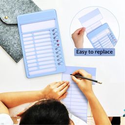 New Pinch Habit Tracker Chore Chart, Plastic Checklist Board with 15 Detachable Cardstock to Do List for Home Routine Planning, My Chores RV Checklist Task Planning Board for Kids and Adults (Blue) image 3