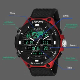 Otage Men Dial & Straps Analogue and Digital Multi Function Watch Otg-9084-Red image 2