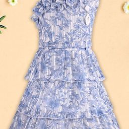 Wish Karo Girls Floral Print One Shoulder Fit & Flare Dress-picture-23