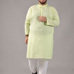 SOJANYA PLUS Size Floral Embroidered Thread Work Band Collar Pure Cotton Straight Kurta-5