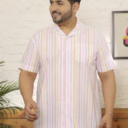 bigbanana Men Plus Size Multi Striped Shirt-image-75