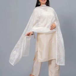 Stylum White Embroidered Dupatta image 3