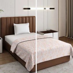 Monte Carlo Daisy Light Orange Cotton Blend Printed Single Dohar-image-54