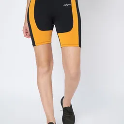WAYLENE Women Colourblocked Skinny Fit High-Rise Training or Gym Sports Shorts-image-84