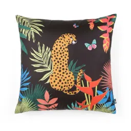 Home4U Della Cheetah Multicolor Polysilk Cushion Cover - Set of 1-image-50