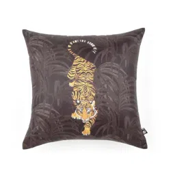 Home4U Della Tiger Brown & Yellow Polysilk Cushion Cover - Set of 1-27