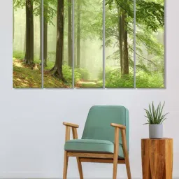 999Store Green Forest Art 5 Frame MDF Paintings-35