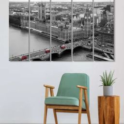 999Store Black Modern City Art 5 Frame MDF Paintings-27