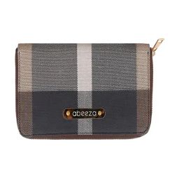 Abeeza Brown Checked Vegan Leather Wallet-14