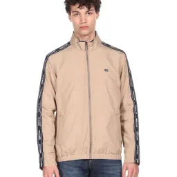 Arrow Beige Full Sleeves Mock Collar Jacket-12