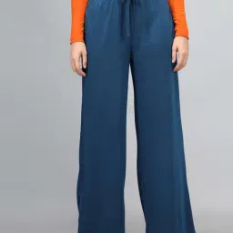 Kotty Blue Flared Fit Palazzos-13