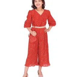 Cutecumber Kids Red Printed Jumpsuit-image-61