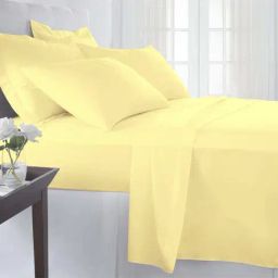 Pizuna Long Staple Mellow Yellow Cotton 400 TC Single Bedsheet with 2 Pillow Covers-image-38