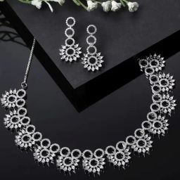 Zeneme Rhodium Plated AD Jewellery Set-2