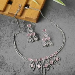 Zeneme Rhodium Plated AD Studded Jewellery Set-image-71