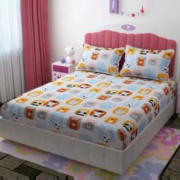 Florida BS-Giggles Grey Microfibre 180 TC Double Fitted Bedsheet with 2 Pillow Covers-picture-13