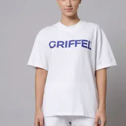 GRIFFEL White Cotton Regular Fit Printed T-Shirt With Shorts-image-62