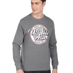 U.S. Polo Assn. Dark Grey Cotton Regular Fit Printed Sweatshirt-image-93