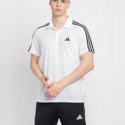Adidas White Regular Fit Striped Sports Polo-image-69