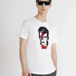 Antony Morato White Cotton Regular Fit Printed T-Shirt-image-89
