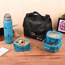 Glasafe Trio Grip Tranquil Teal Borosilicate Tiffin Combo-image-21