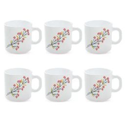 Larah by Borosil White Ceramic Opalware Mug - Set of 6 180ml-image-85