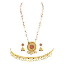 Peora Combo of Golden Necklace Set with Waist Belt for Women-13