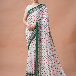 Garden Vareli Polka Dots Printed Pure Georgette Saree-15
