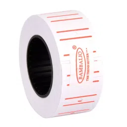 Bambalio Price Label White with Two Red Lines Border For All Single Line Labeling Machines, BLR-WPT(ECO) (Pack of 10 Rolls)-5