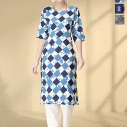 HERE&NOW Selection Of 3 Geometric Printed Round Neck Straight Kurta-42