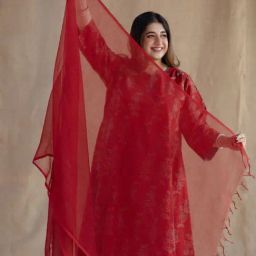 The Indian Ethnic Co Red Cotton Duppatta-image-4
