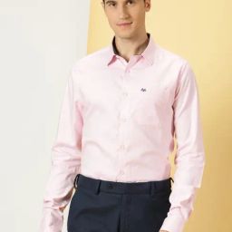 Thomas Scott Rose Pink Slim Fit Self Design Cotton Shirt-image-58