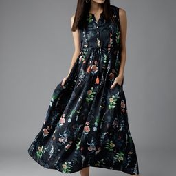HERE&NOW Navy Floral Printed Maxi Dress-image-21