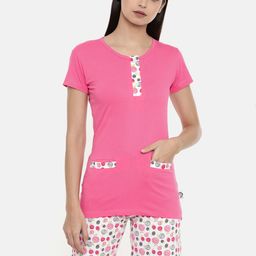 zebu Women Pink & White Solid Night suit-image-81