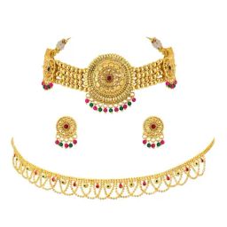 Peora Combo of Golden Necklace Set with Waist Belt for Women-18