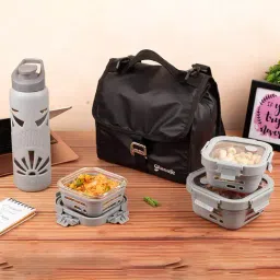 Glasafe Trio Grip Slate Grey Borosilicate Tiffin Combo-picture-32