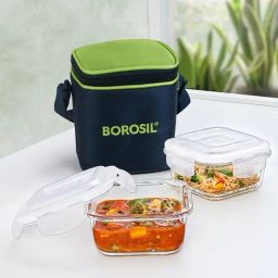 Borosil Alfa Glass Lunch Box Set of 2 (Green, 320 ml)-15