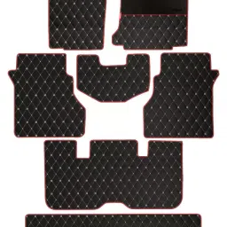 Elegant Luxury Leatherette Black & Red Carpet Car Mat Compatible With Mahindra Alturas G4-image-129