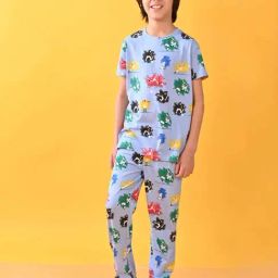 Anthrilo Kids Sky Cotton Printed T-Shirt & Trouser-picture-47