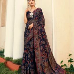 Elora Navy Blue Kantha Saree-picture-40