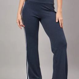FEMEA Blue Polyster Solid Trackpants-image-85