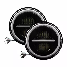 Oswin Gold OG-9-2 75 W 17.78 cm (7 Inch) Round White LED Headlight with Hi/Low Beam for Bullet, Harley Davidson & Jeep Wrangler (Set of 2 Pcs)-picture-43