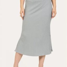 Office & You Grey Striped A-Line Skirts-image-19
