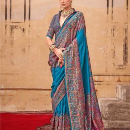 Elora Royal Blue Pashmina Saree-picture-39
