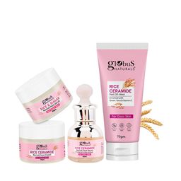 Globus naturals Set Of 4 Rice Ceramide Face Scrub-Serum-Cream & Peel Off Mask-8